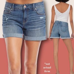 👖 LEVEL 99 ANTHRO MEGAN DENIM SHORTS JORTS ROLL HEM 4" SIZE 32
